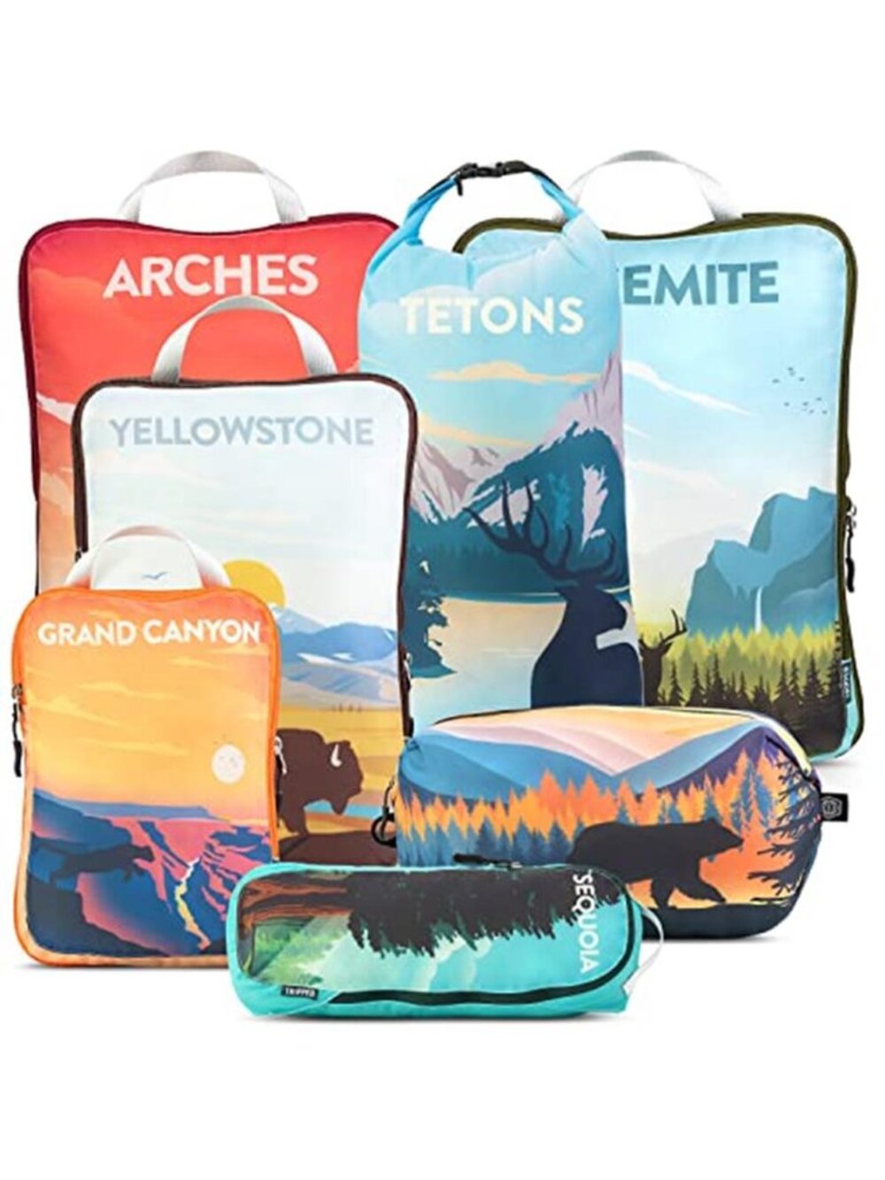 Compression Packing Cubes Travel Organizer Luggage Storage Bags 7 Piece Set